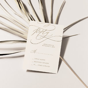 Romantic Gold Calligraphy Ivory Simple RSVP Card