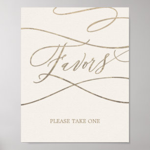 Romantic Gold Calligraphy   Ivory Wedding Favours Poster