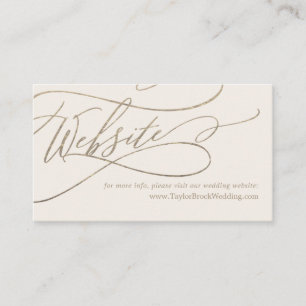 Romantic Gold Calligraphy   Ivory Wedding Website Enclosure Card