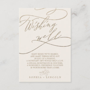 Romantic Gold Calligraphy Ivory Wishing Well Enclosure Card