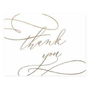 Romantic Gold Calligraphy Thank You Postcard