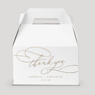 Romantic Gold Calligraphy Thank You Wedding Favour Box