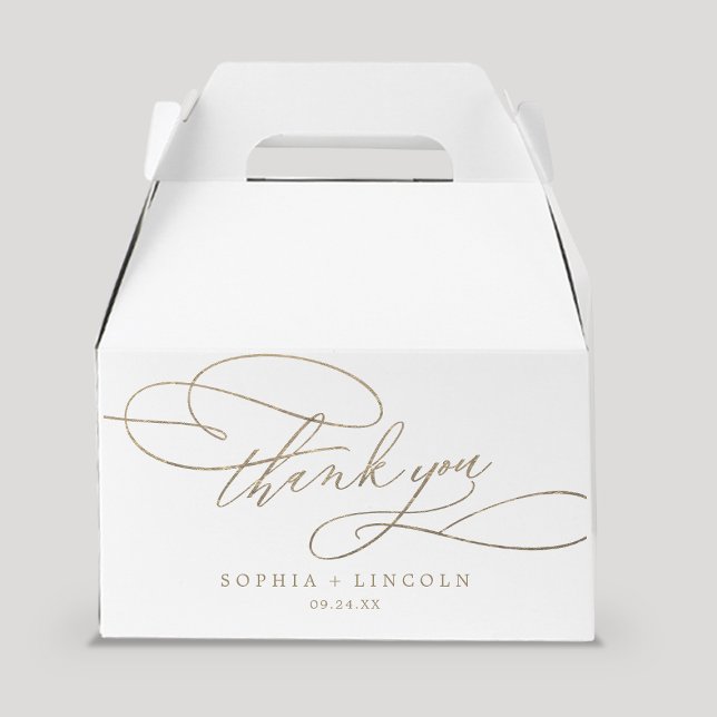Romantic Gold Calligraphy Thank You Wedding Favour Box (Creator Uploaded)