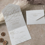 Romantic Gold Calligraphy The Wedding Of All In One Invitation<br><div class="desc">This romantic gold calligraphy the wedding of all in one invitation is perfect for a simple wedding. The modern classic design features fancy swirls and whimsical flourishes with gorgeous elegant hand lettered faux champagne gold foil typography. Hand write your guest addresses on the back of the folded invitation, or purchase...</div>