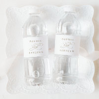Romantic Gold Calligraphy Water Bottle Label