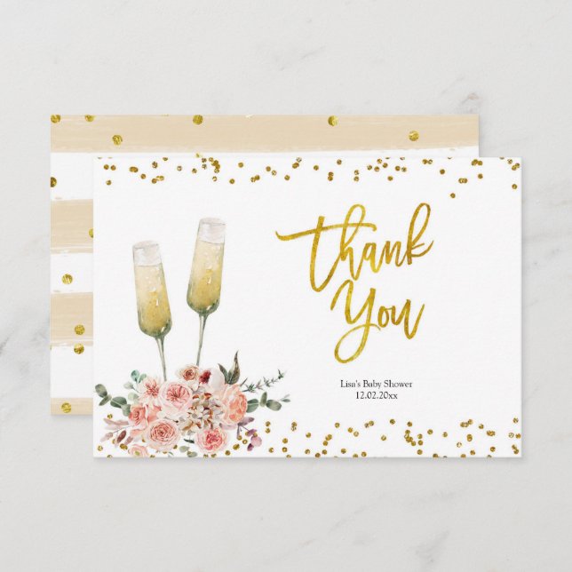 Romantic Gold Cheers to Love Thank You Card (Front/Back)