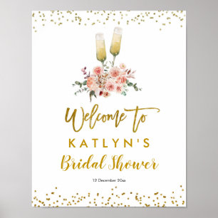 Romantic Gold Cheers to Love Welcome Sign