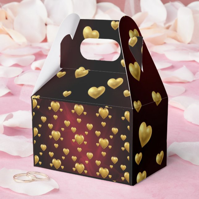 Romantic Gold & Crimson Wedding Favour Box (Wedding)