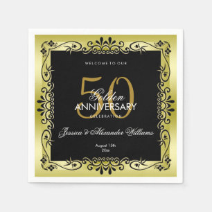 Romantic Gold Decorative Framed 50th Wedding Napkin