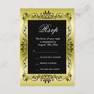 Romantic Gold Decorative Framed 50th Wedding RSVP