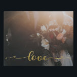 Romantic Gold Elegant Love Script Wedding Faux Canvas Print<br><div class="desc">Customisable wedding wrapped canvas print with gold love script.</div>