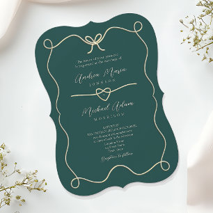 Romantic Gold Emerald Green Wedding Invitation