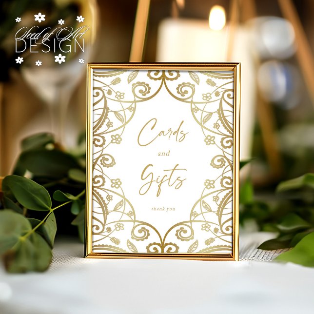 Romantic Gold Floral Lace Wedding Cards & Gifts Poster (Creator Uploaded)