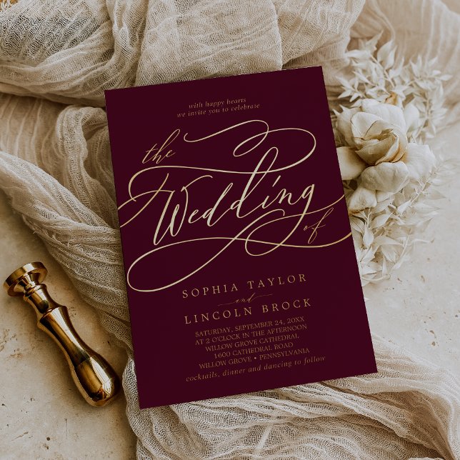 Romantic Gold Foil | Burgundy The Wedding Of (Creator Uploaded)