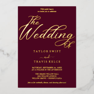 Romantic Gold Foil Burgundy Wedding