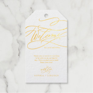 Romantic Gold Foil Calligraphy Wedding Welcome Gift Tags