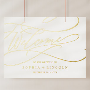 Romantic Gold Foil Elegant Fancy Wedding Welcome Foil Prints