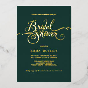 Romantic Gold Foil & Emerald Bridal Shower 