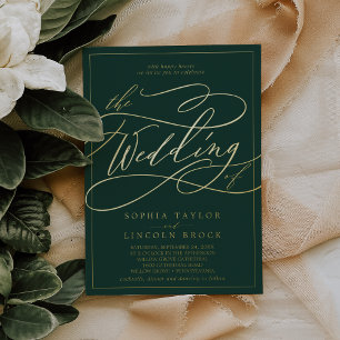 Romantic Gold Foil Emerald Frame Wedding