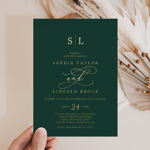 Romantic Gold Foil   Emerald Monogram Wedding