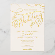 Romantic Gold Foil Flourish Calligraphy Wedding