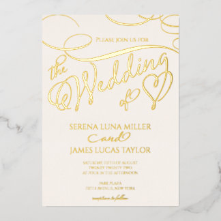 Romantic Gold Foil Flourish Calligraphy Wedding