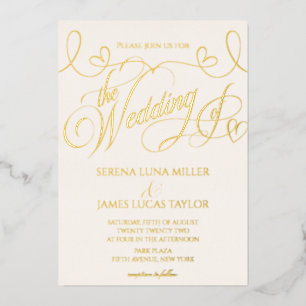 Romantic Gold Foil Flourish Calligraphy Wedding