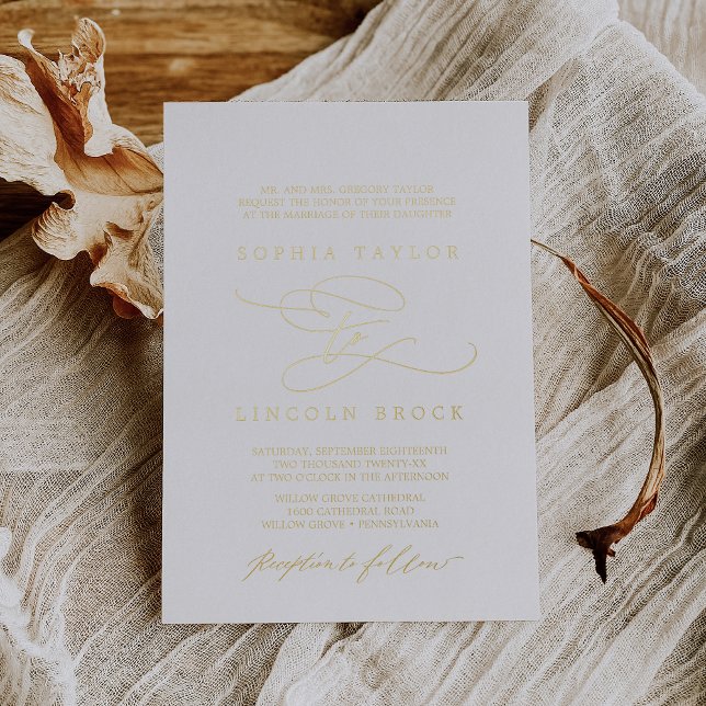 Romantic Gold Foil Flourish Formal Wedding (Creator Uploaded)