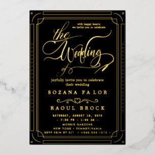 Romantic Gold Foil   Navy Blue Frame Wedding