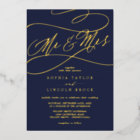 Romantic Gold Foil | Navy Blue Mr & Mrs Wedding
