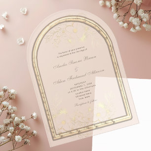 Romantic Gold Foil Wedding Acrylic Invitations