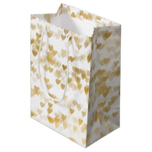 Romantic Gold Hearts Wedding Medium Gift Bag
