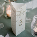 Romantic Gold Ivory Wedding Trifold Table Number<br><div class="desc">This romantic gold and ivory wedding trifold table number is perfect for a simple wedding. The modern classic design features fancy swirls and whimsical flourishes with gorgeous elegant hand lettered faux champagne gold typography. Personalise your wedding table numbers with your names and wedding date, the menu, drinks menu, order of...</div>