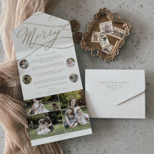 Romantic Gold Merry Christmas Multi Photo Holiday