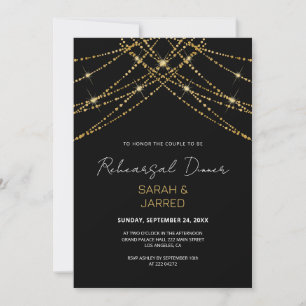 Romantic Gold String Rehearsal Invitation