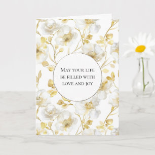 Romantic Gold White Floral Wedding Card