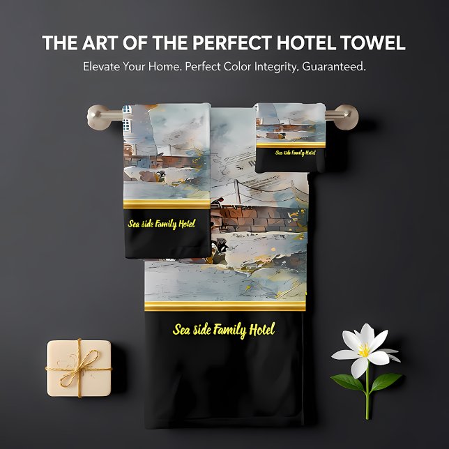 Romantic Gold with old nautical coastal Lighthouse Bath Towel Set (Creator Uploaded)