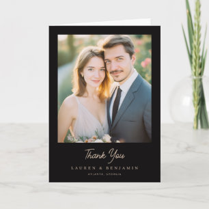 Romantic Golden Elegant Photo Thank You Card