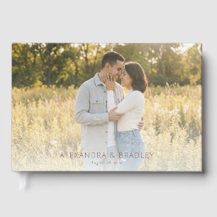 Romantic Golden Minimalist Photo Guest Book