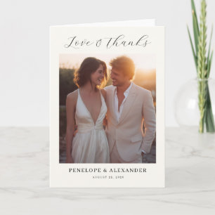 Romantic Golden Minimalist Photo Thank You Card