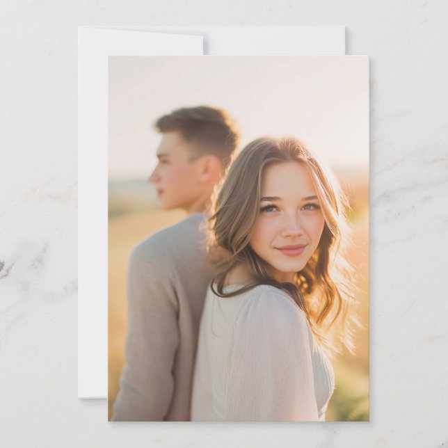 Romantic Golden Photo Invitation (Front)