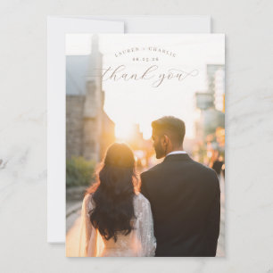 Romantic Golden Sunset Photo Thank You Card