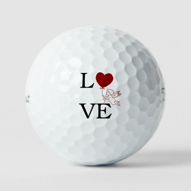 Romantic Golf Ball 'LOVE' Red Heart-Shaped Balloon (Front)