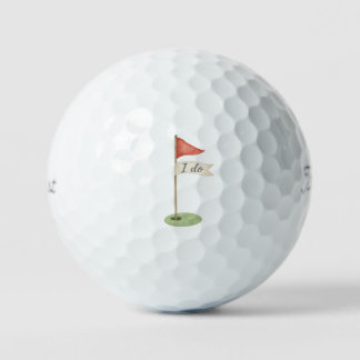 Romantic Golf Flag "I Do" Golf Wedding Favour Balls