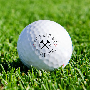 Romantic Golf Quote Custom Initials Red Hearts Tee Balls