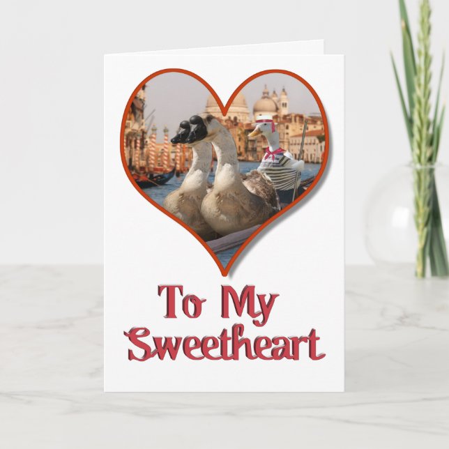 Romantic Gondola Ride for Valentine's Day Holiday Card (Front)