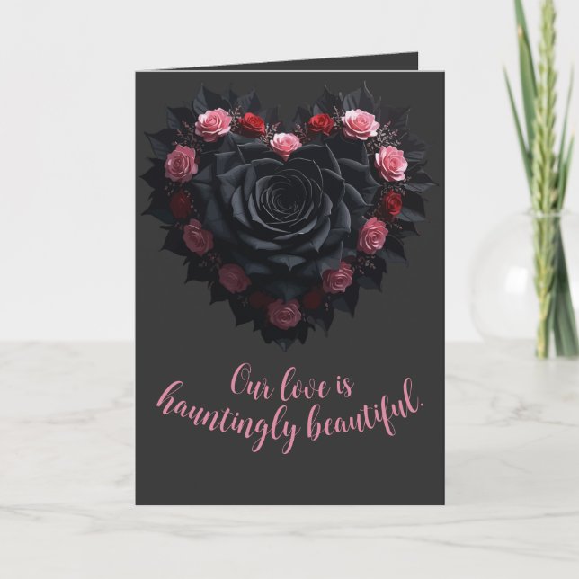 Romantic Gothic And Melancholic Black Rose Card (Front)