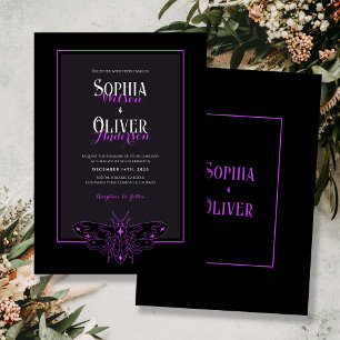Romantic Gothic Black and Purple Wedding Invitation