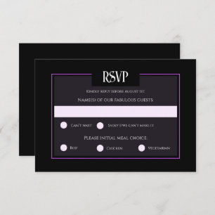 Romantic Gothic Black Purple Wedding Response Card