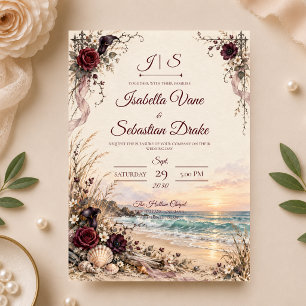 Romantic Gothic Coastal Wedding Invitation